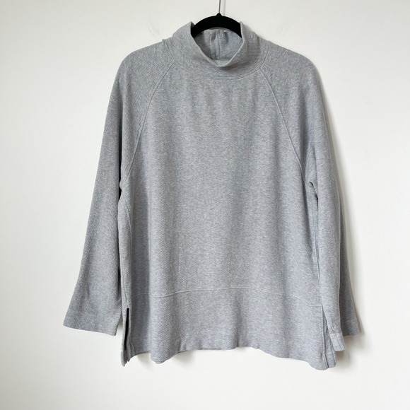Poetry Cotton Jersey Funnel Neck Tunic Top Gray Womens 14 - Picture 1 of 11